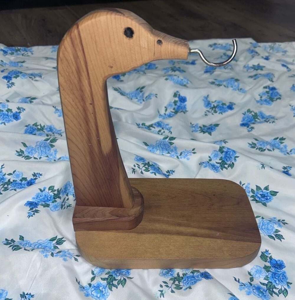 Vintage Handcrafted Solid Wood Duck Head Banana Hanger Stand
